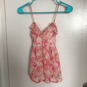 ❌SOLD❌ Pacsun kirra spaghetti strap ruffle tank top Hawaiian floral summer beach